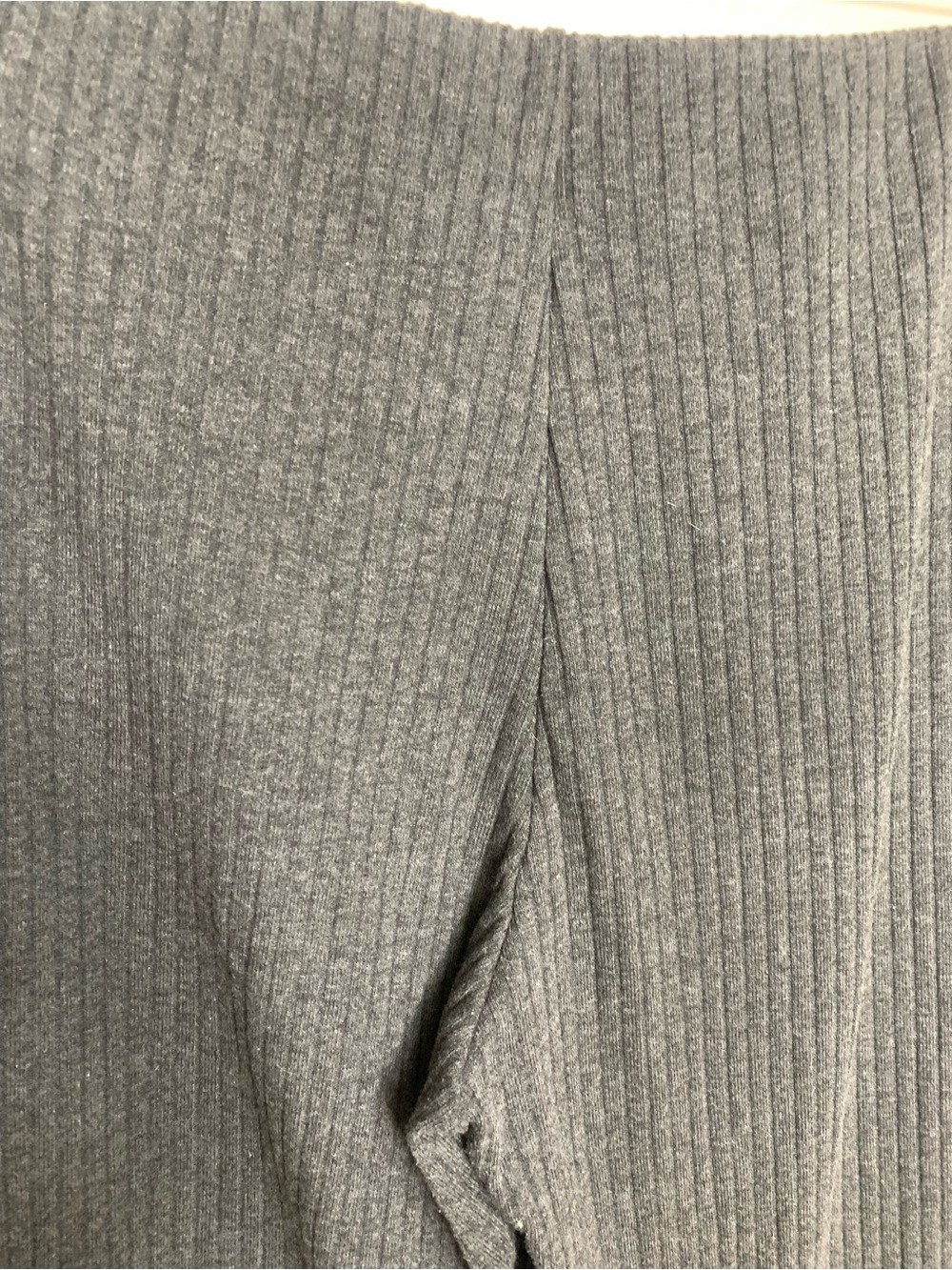 Zara Grey Ribbed Wide Leg High Rise Pant Tall L - Picture 6 of 9